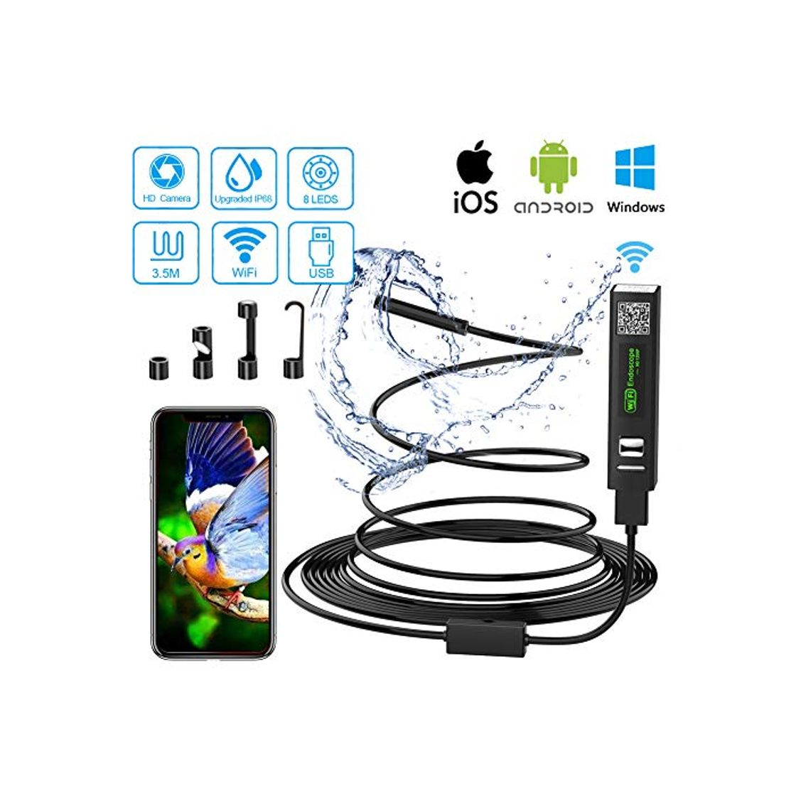 Productos Endoscopio para Android iPhone WiFi USB Camara Inspeccion 2