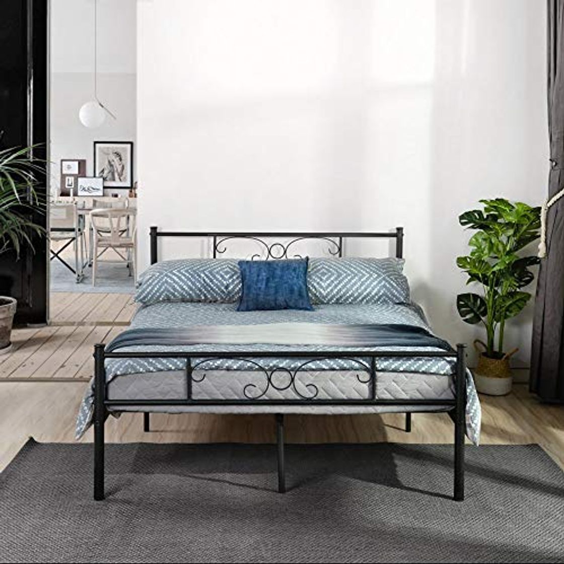 Producto Symylife Cama Doble Estructura de Cama de Metal 140 x 190 CM Negro