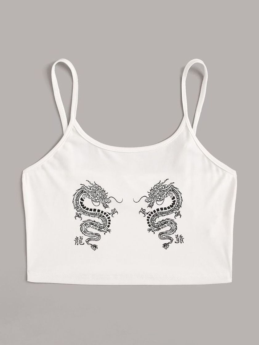 Moda cropped branco dragão shein 