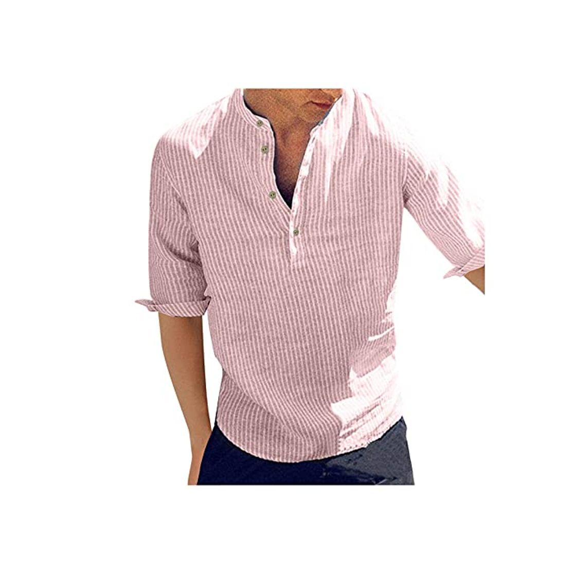 Moda Dasongff Camisa de hombre de manga corta con cuello alto