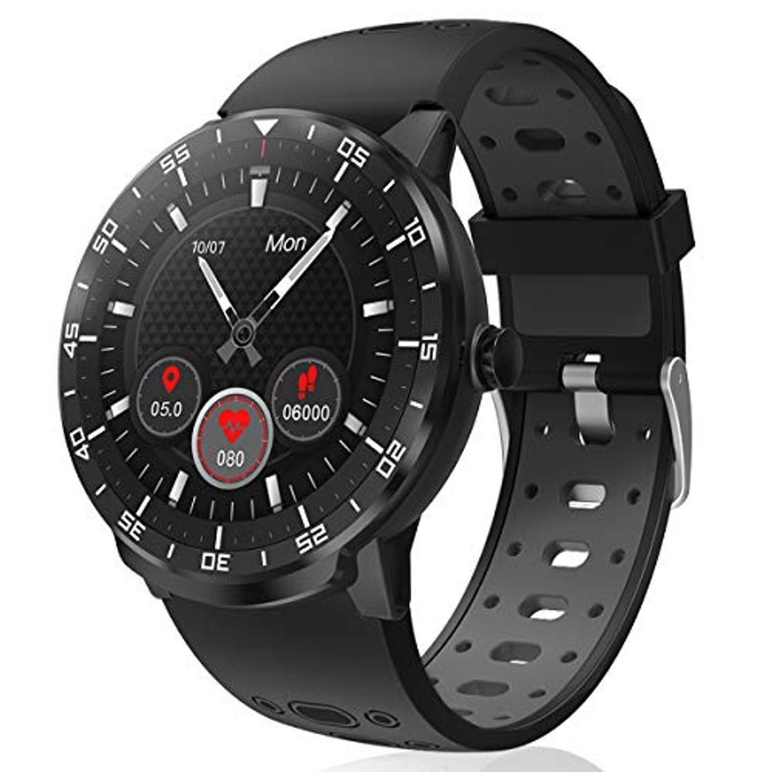 Product Smartwatch Reloj Inteligente, HopoFit HF06 Pantalla Táctil Completa Circular Impermeable Podómetro Pulsómetros,