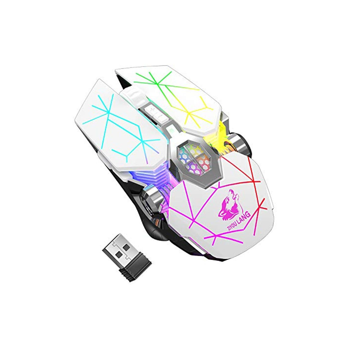 Product Ratón inalámbrico para juegos, RGB, multicolor, recargable, silencioso, ratón, accesorios de computadora,