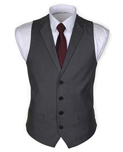 Ruth&Boaz Men's 2Pockets 4Buttons Business Tailored Collar Suit Waistcoat