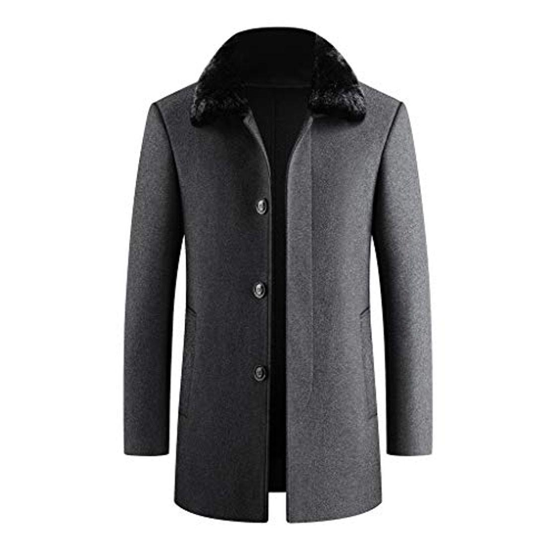 Fashion Overdose Abrigo Largo Elegante para Hombre Modelos De Otoño E Invierno Cuello De Piel Manga Larga Talla Grande De Un Solo Pecho Caballero Elegante Vintage Outerwear Coat