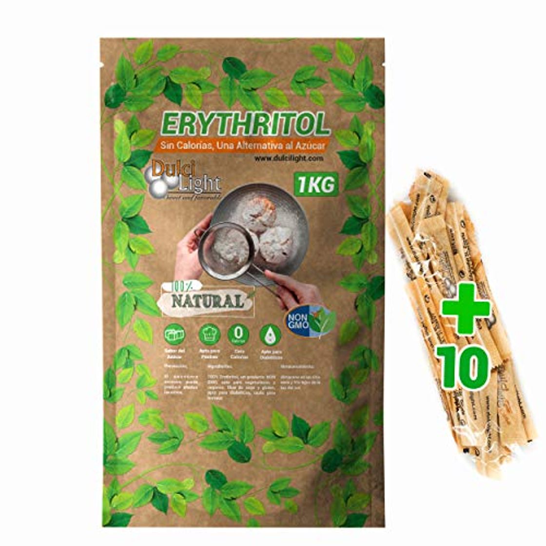 Social Eritritol 100% Natural Envase Ecologico 1Kg Edulcorante Cero Calorias