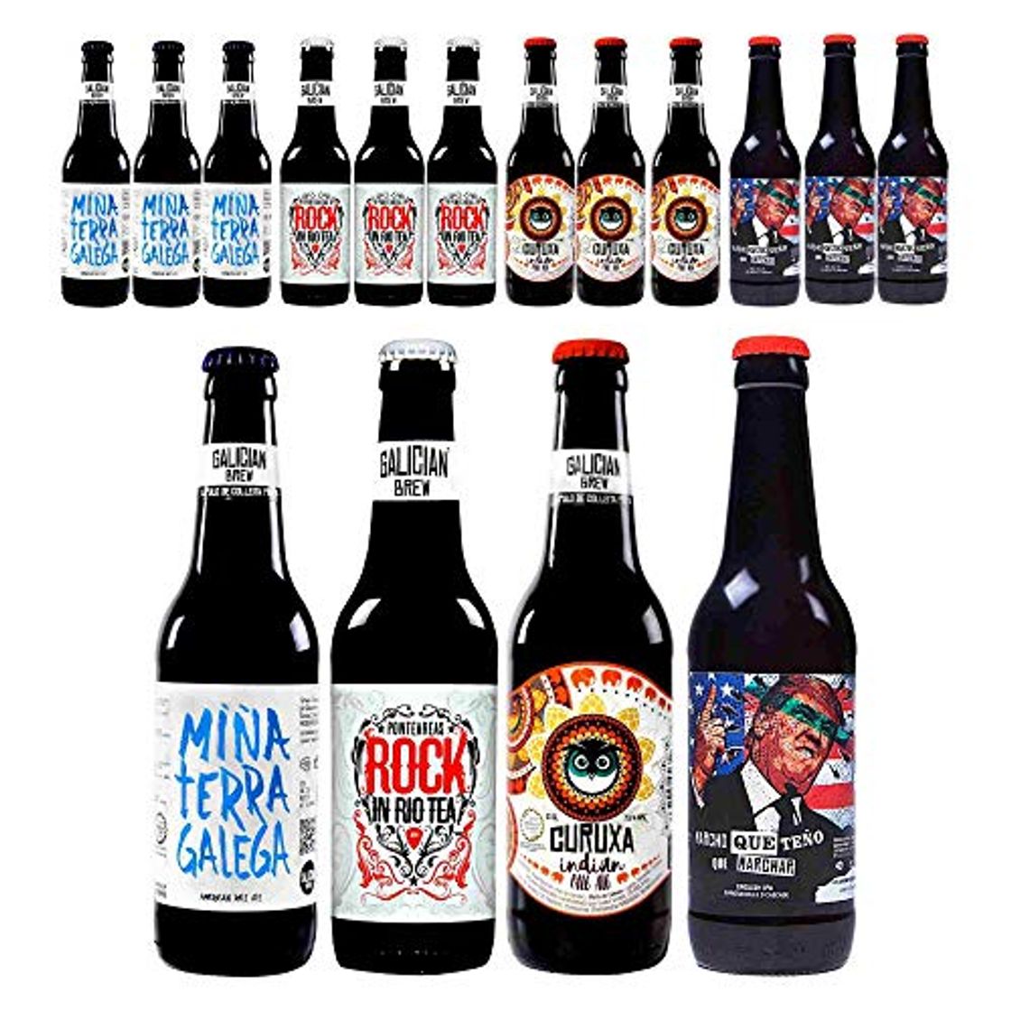 Producto Pack 12 cervezas artesanas Galician Brew. Incluye Rock In Río Tea