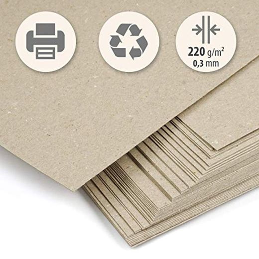 50 hojas papel grueso Cartón reciclado beig kraft claro DIN A4 220