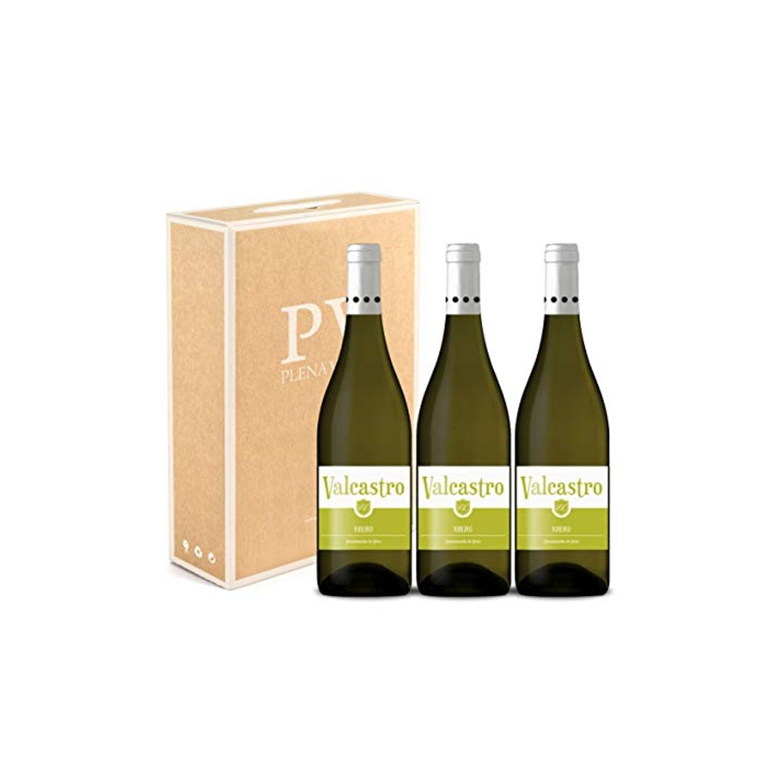 Social Vino Blanco Ribeiro 100% Gallego pack estuche 3 botellas VALCASTRO 75cl cosecha