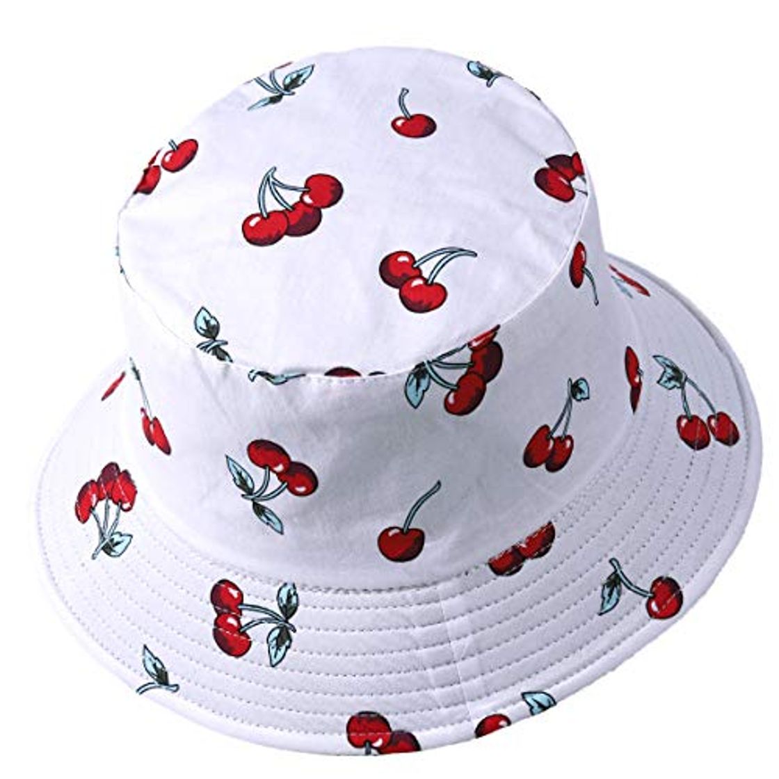 Social Sombrero de pescador reversible para mujer y hombre con estampado de frutas