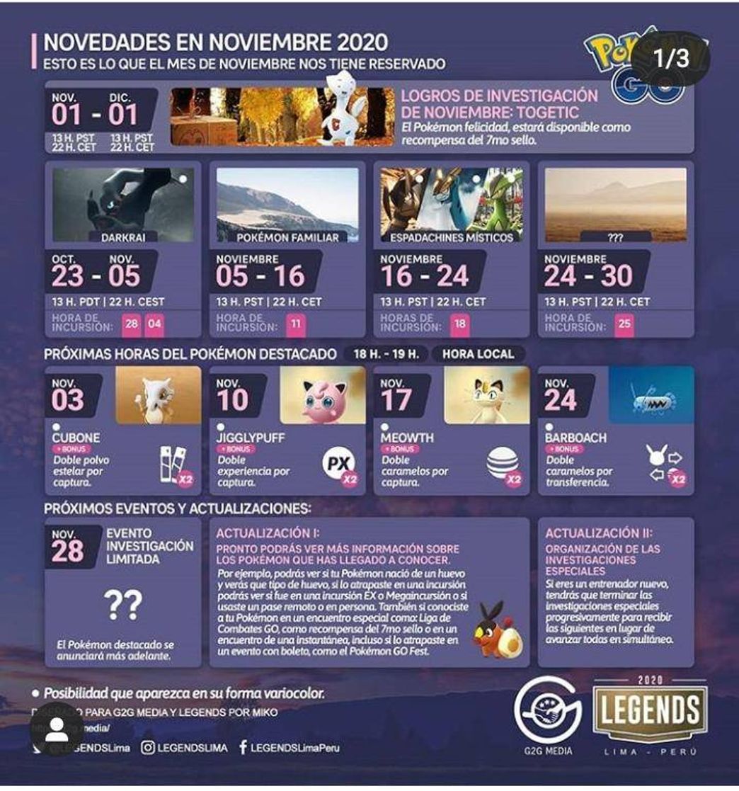 Social 💠Pokémon GO - Lo que se viene para noviembre