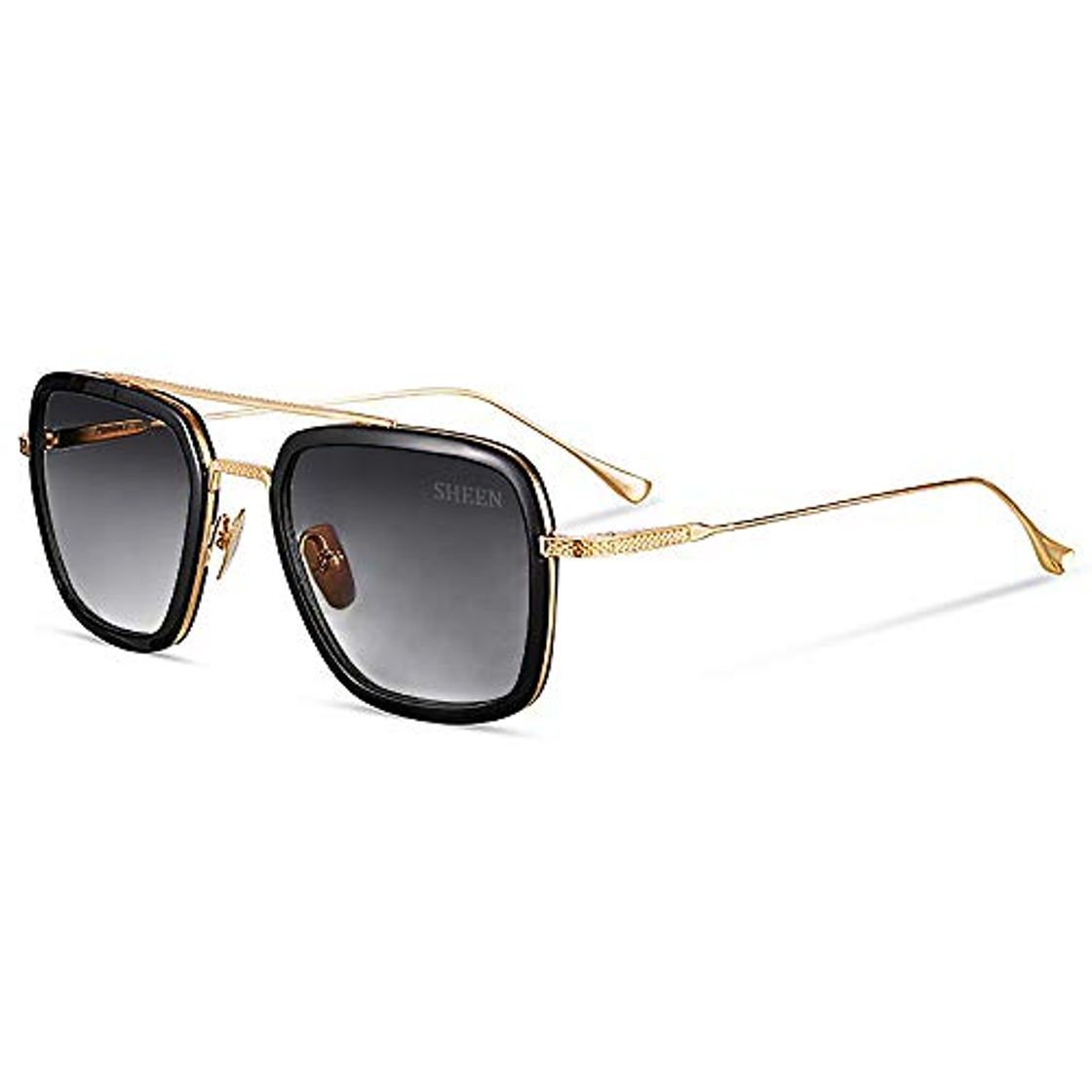 Fashion SHEEN KELLY Retro Gafas de sol Tonny Stark Marco de metal para hombres mujeres Gafas de sol Iron Man cuadradas