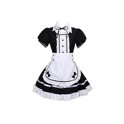 tzm2016 Women's Lolita French Maid Cosplay Costume, 4 pcs as a set