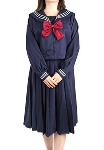 CoolChange Uniforme Escolar de Seifuku, Uniforme Escolar Japonesa, Vestido Azul Oscuro, Talla