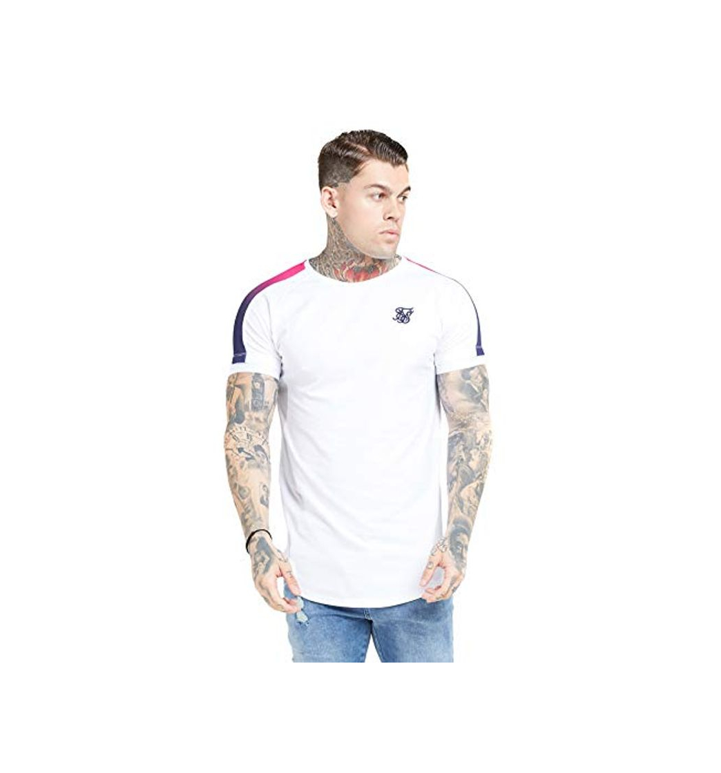 Product Sik Silk S/S Inset Cuff Fade Panel Tech tee – White &