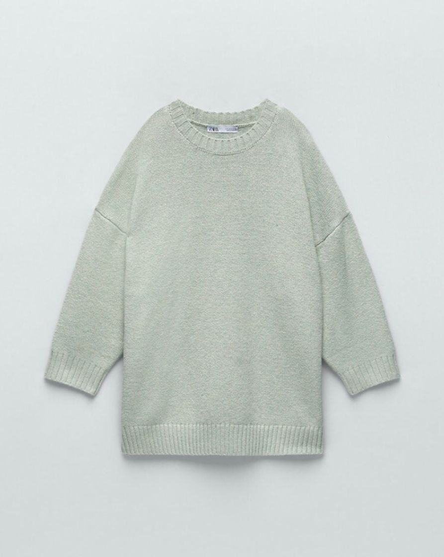 Moda Sweater de Malha Oversize Verde Claro 