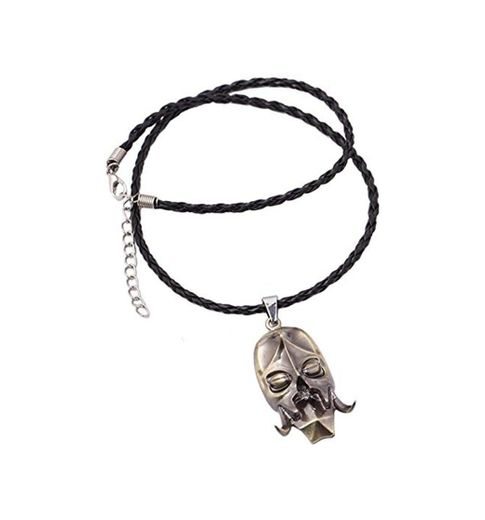 YANCONG Juego Elder Scrolls Dragon Skull Collar de Cuero de Metal para Hombre Konahrik sin Cuello Colar Masculino Pingente Gargantilla Collar