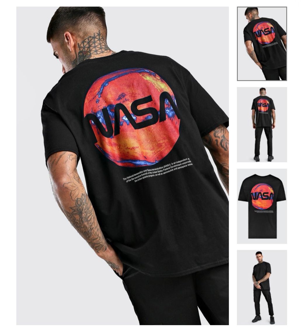 Fashion Oversized NASA Back Print License T-Shirt