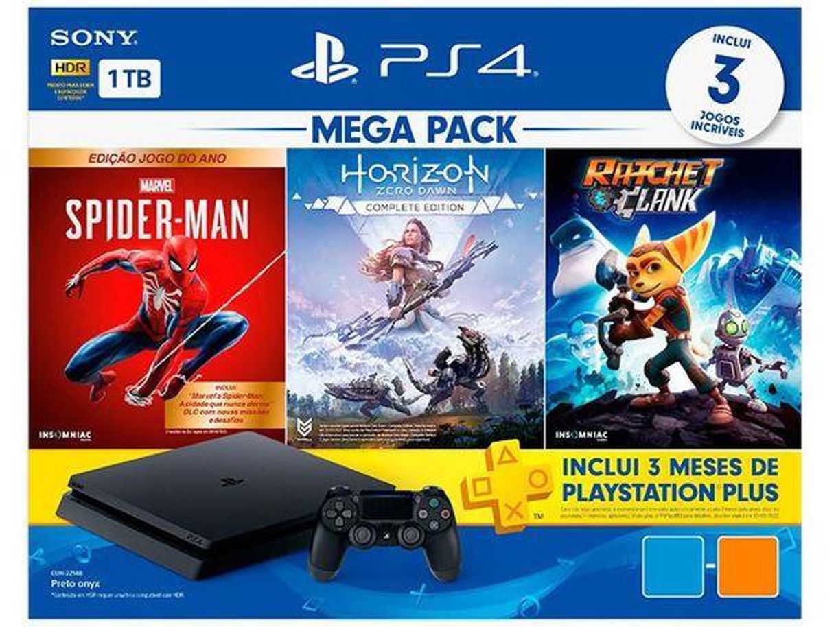 Fashion PlayStation 4 Mega Pack V15 1TB 1 Controle Preto - 