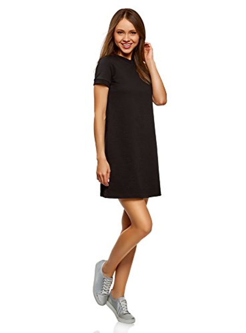 Productos oodji Ultra Mujer Vestido Holgado de Punto, Negro, ES 36