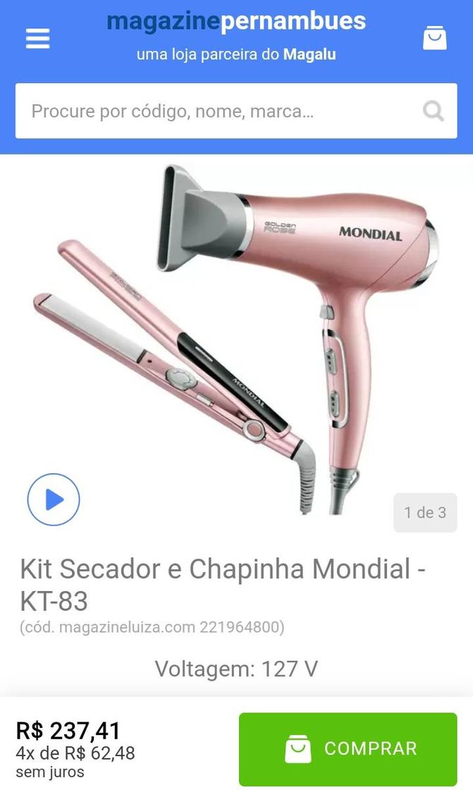 Product Kit chapinha e secador 