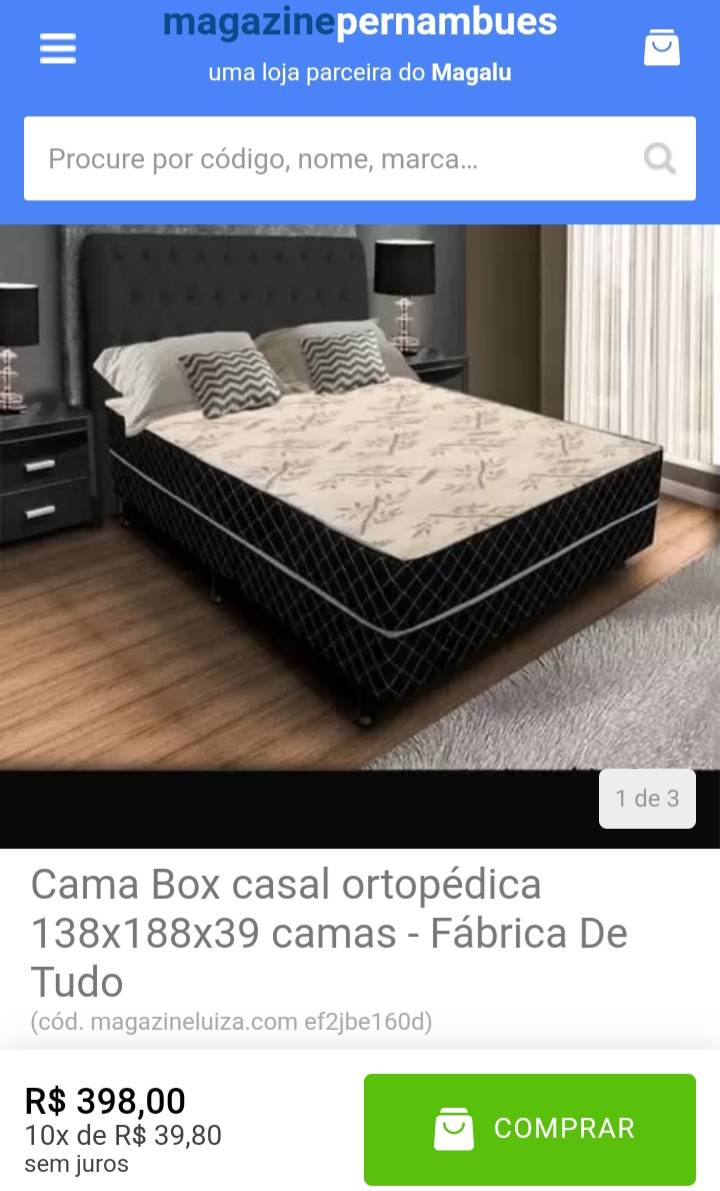 Products Cama Box casal ortopédica

