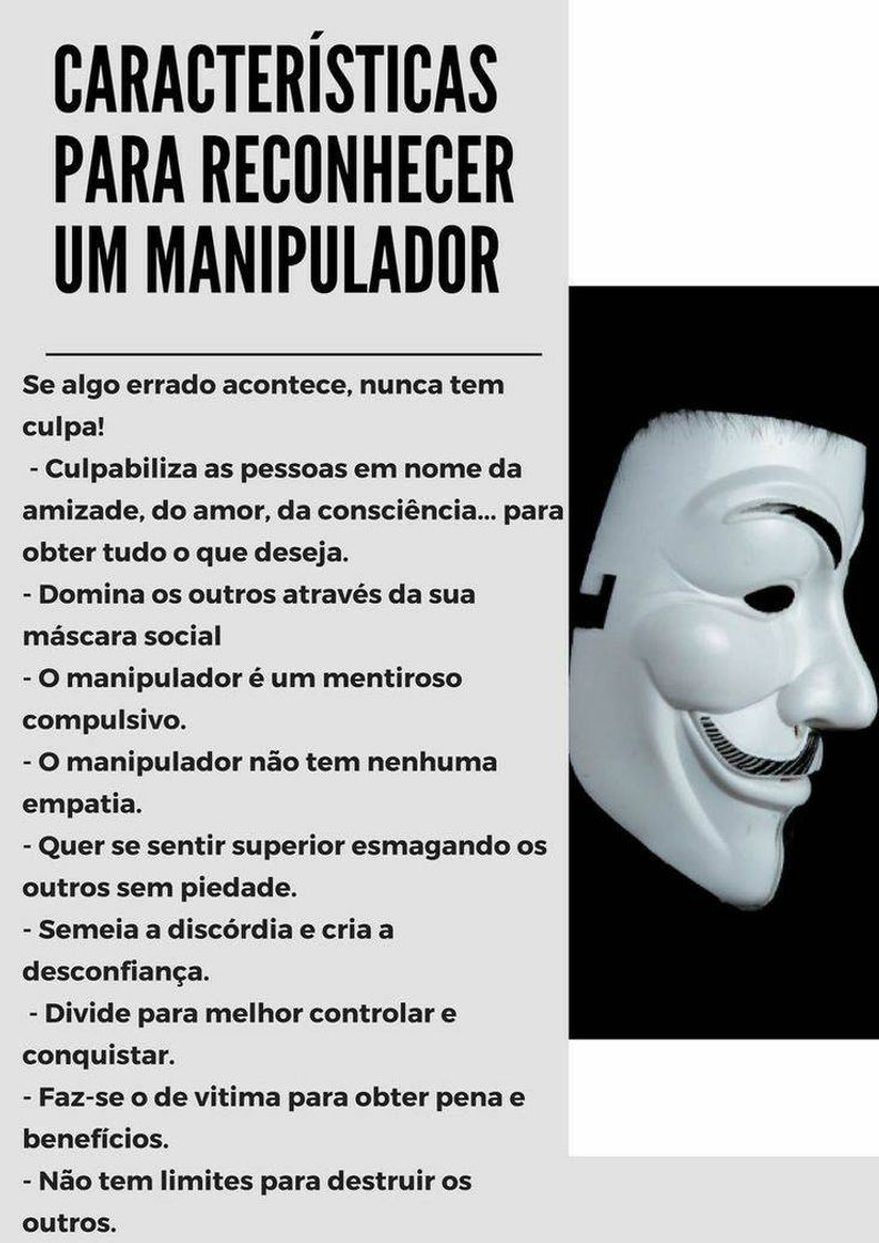 Moda sinais de manipulação 