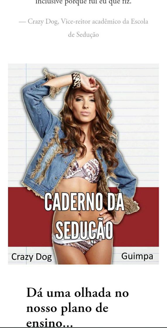 Moda CADERNO DA SEDUÇÃO 