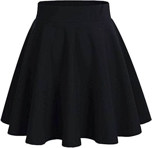 DRESSTELLS Falda Mujer Mini Corto Elástica Plisada Básica Multifuncional Black S