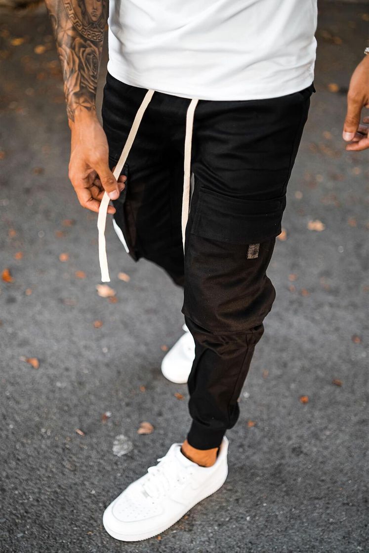 Moda Sinners Attire Black Cargo Utility Jeans