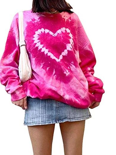 Y2k - Sudadera de manga larga para mujer con diseño de corazón