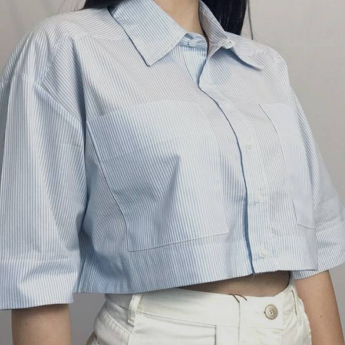 Social Camisa Cropped Azul