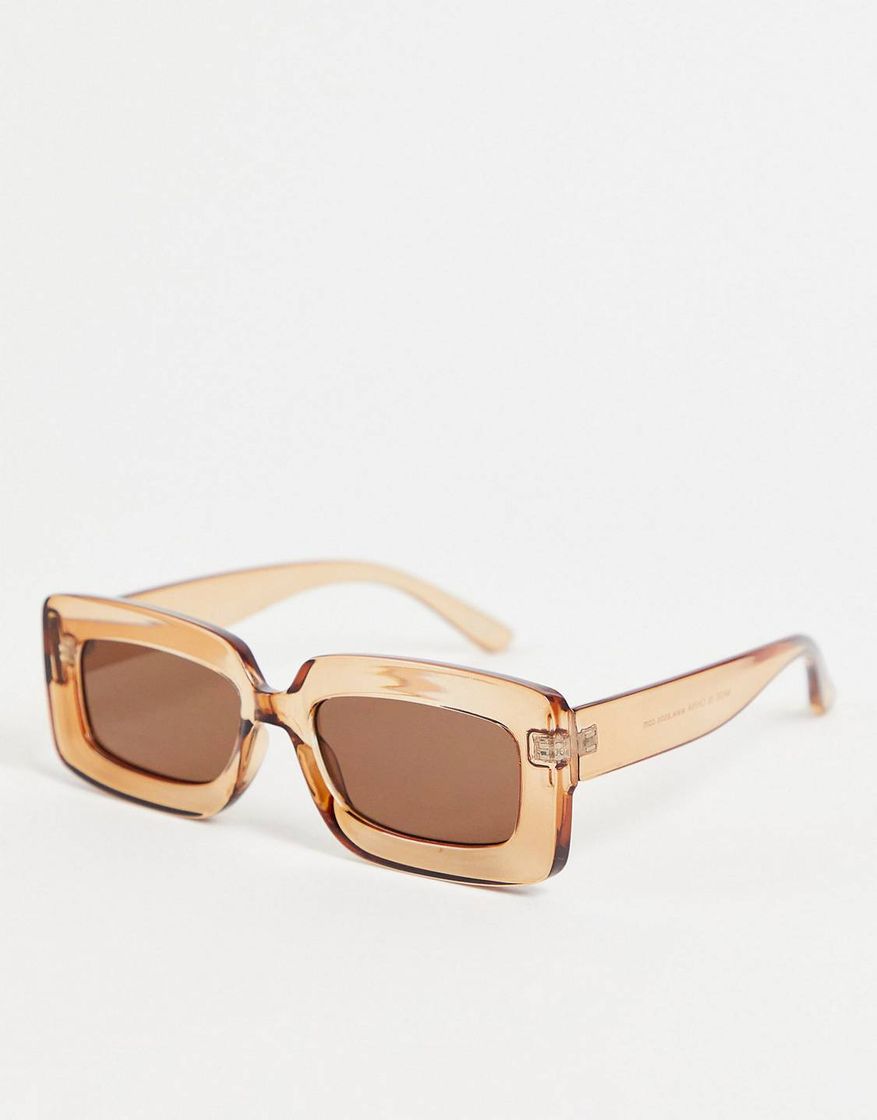 Fashion ASOS DESIGN recycled crystal mid square sunglasses in brown