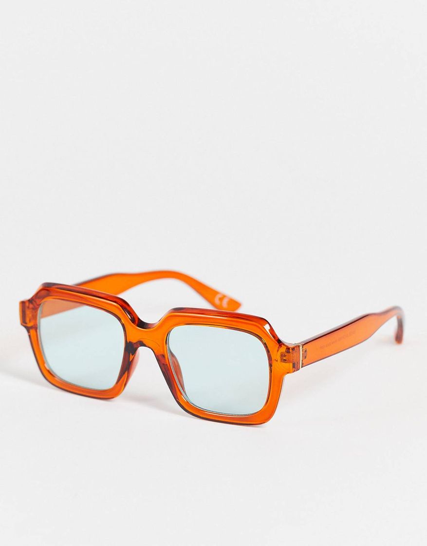 Fashion ASOS DESIGN recycled bevelled square sunglasses in crystal brown