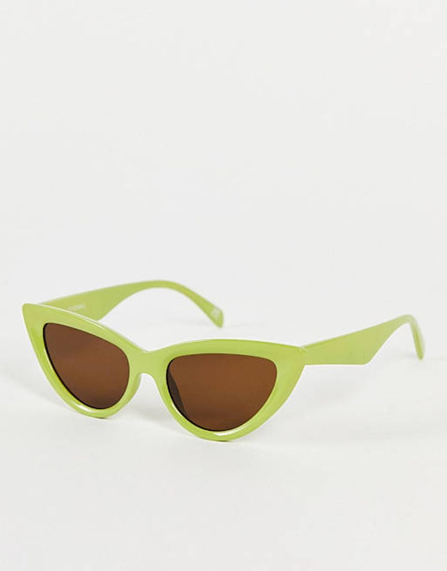 Fashion ASOS DESIGN bevelled cat eye sunglasses in green