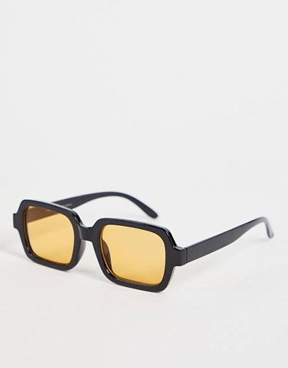Pull&Bear square sunglasses with amber lens in black