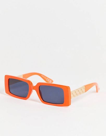 River island rectangle sunglasses in orange