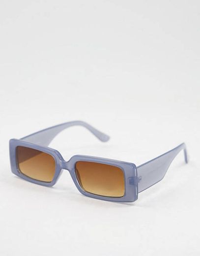ASOS DESIGN recycled mid square sunglasses with fine frame in blue