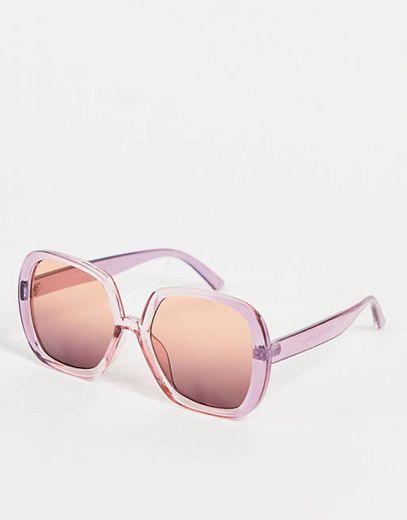 ASOS DESIGN recycled frame oversized 70s sunglasses in pink fade