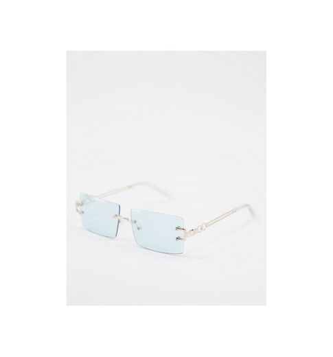 ASOS DESIGN rimless mid square sunglasses with temple detail in green