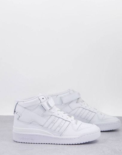 adidas Originals Forum mid trainers in triple white