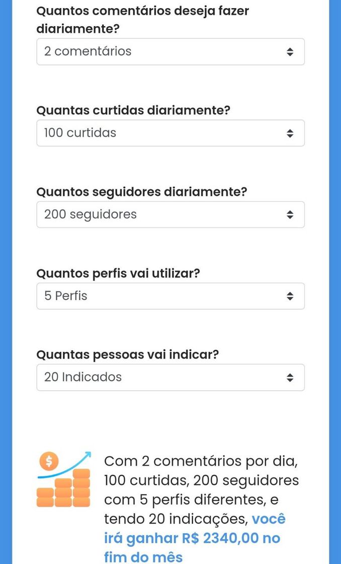 Moda Ganhe dinheiro Seguindo curtindo e comentando com seu perfil