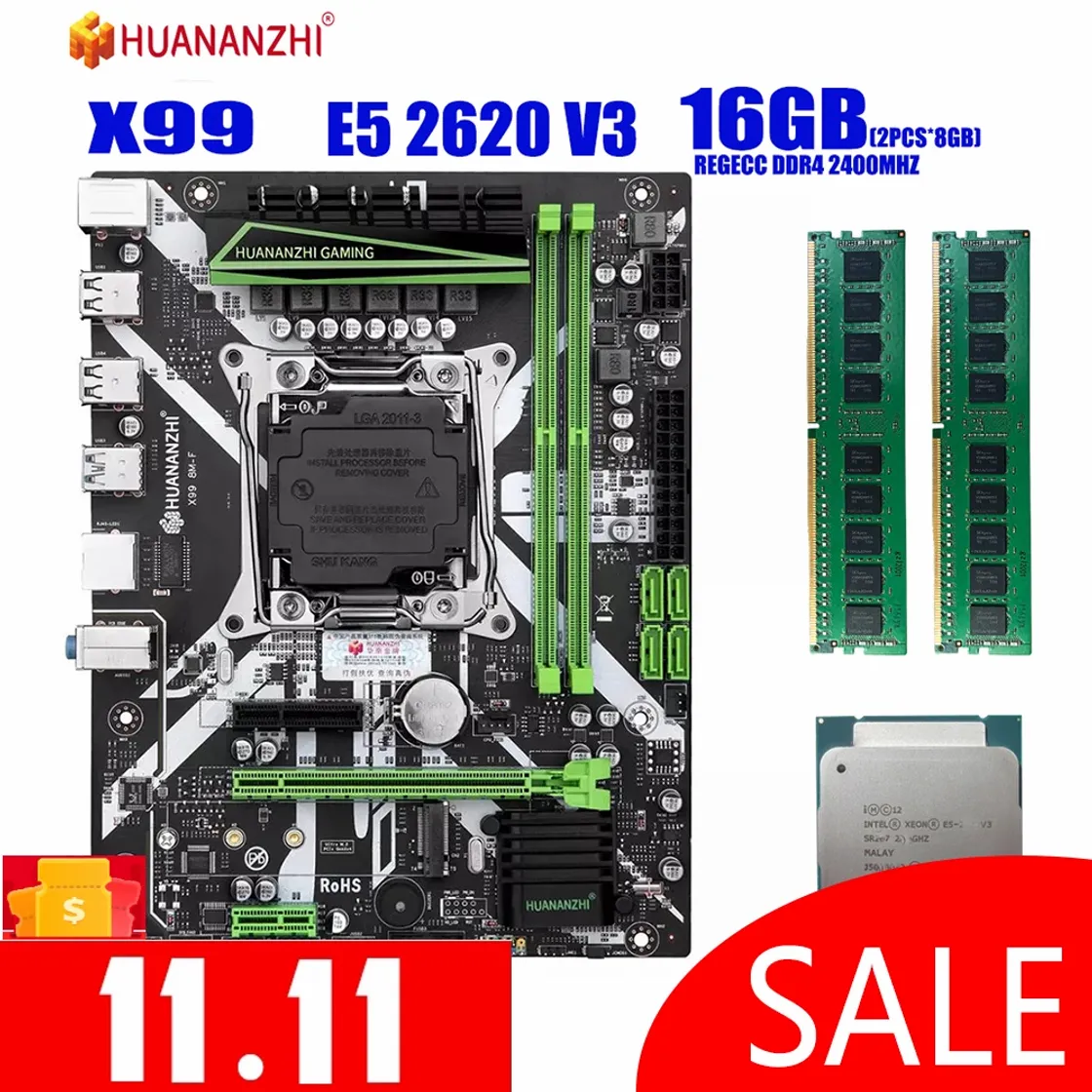 Products HUANANZHI X99 motherboard with XEON E5 2620 V3 2*8G DDR4 