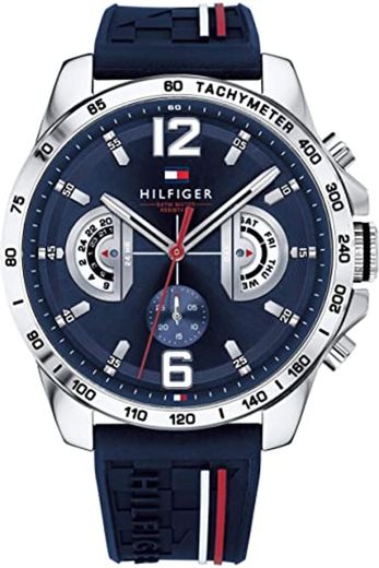 Tommy Hilfiger Reloj Multiesfera para Hombre de Cuarzo con Correa en Silicona 1791474