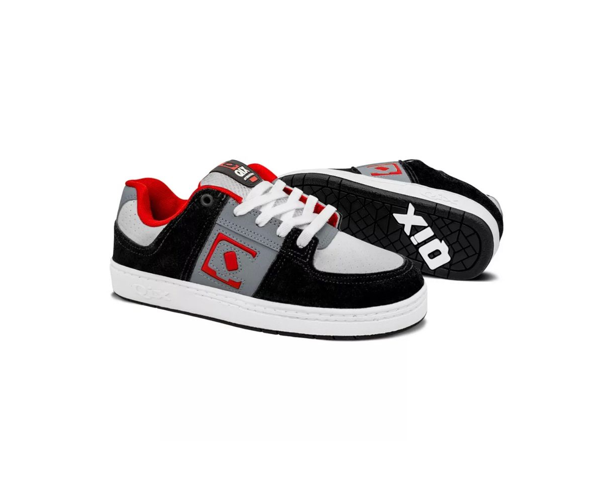 Fashion Tênis Qix Skate Retrô 90s MG Preto Vermelho Branco