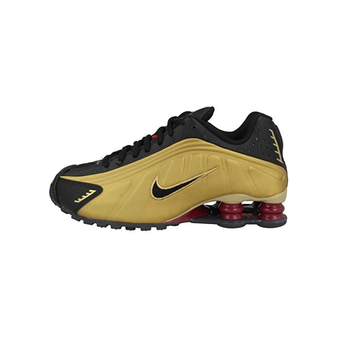 Fashion Nike Schuhe Shox R4 Black-Black-matallic Gold-Noble Red