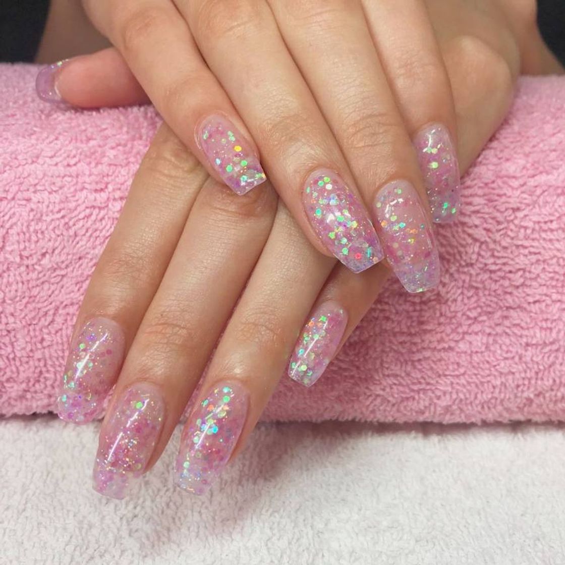 Moda cute • nails • pink • glitter