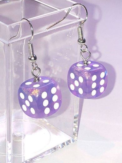 purple sparkly dice earrings