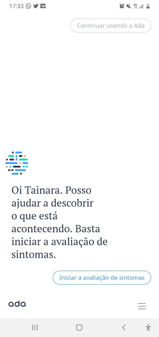 App Esse é o Ada, um aplicativo que te ajuda pelos sintomas 