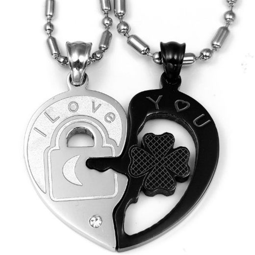 JewelryWe Couple's - Collar con Colgante en Forma de corazón con candado