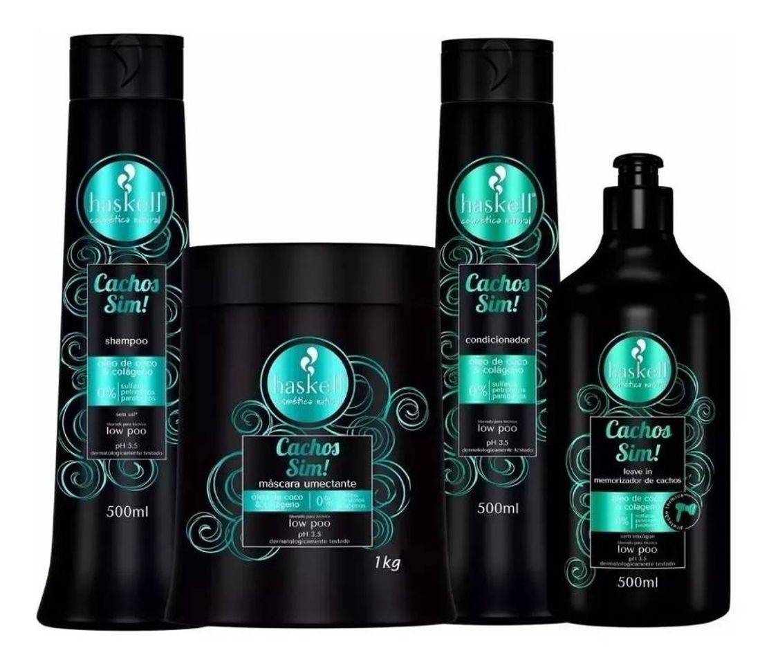 Productos Kit Haskell Cachos Sim Shampoo Cond Leave 500g Másc 1kg

